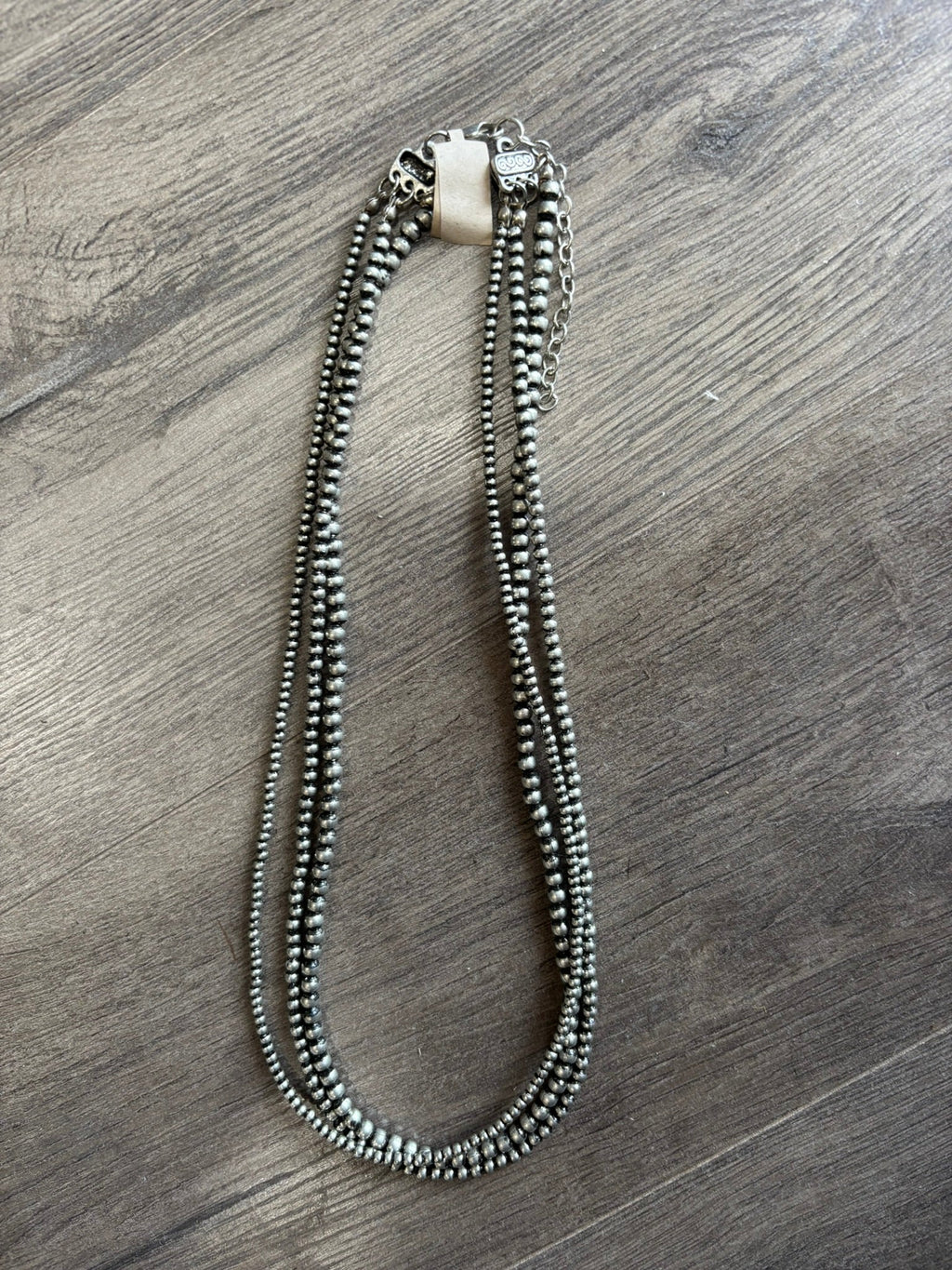 3 Strand Mini Bead Silver Necklace