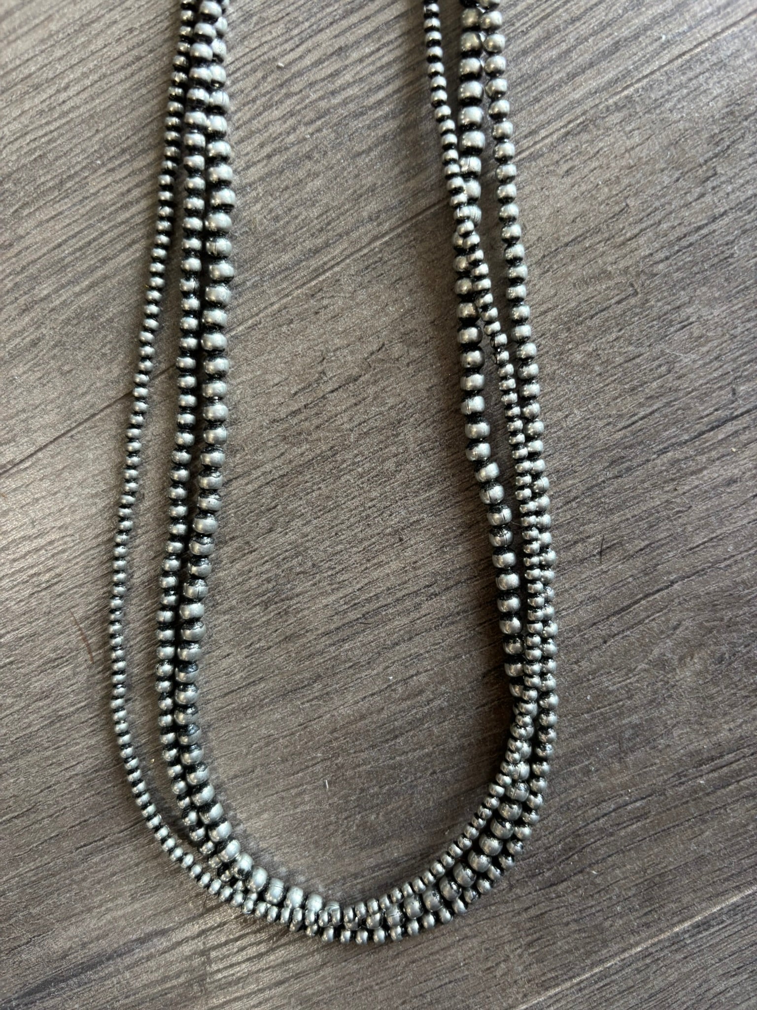 3 Strand Mini Bead Silver Necklace