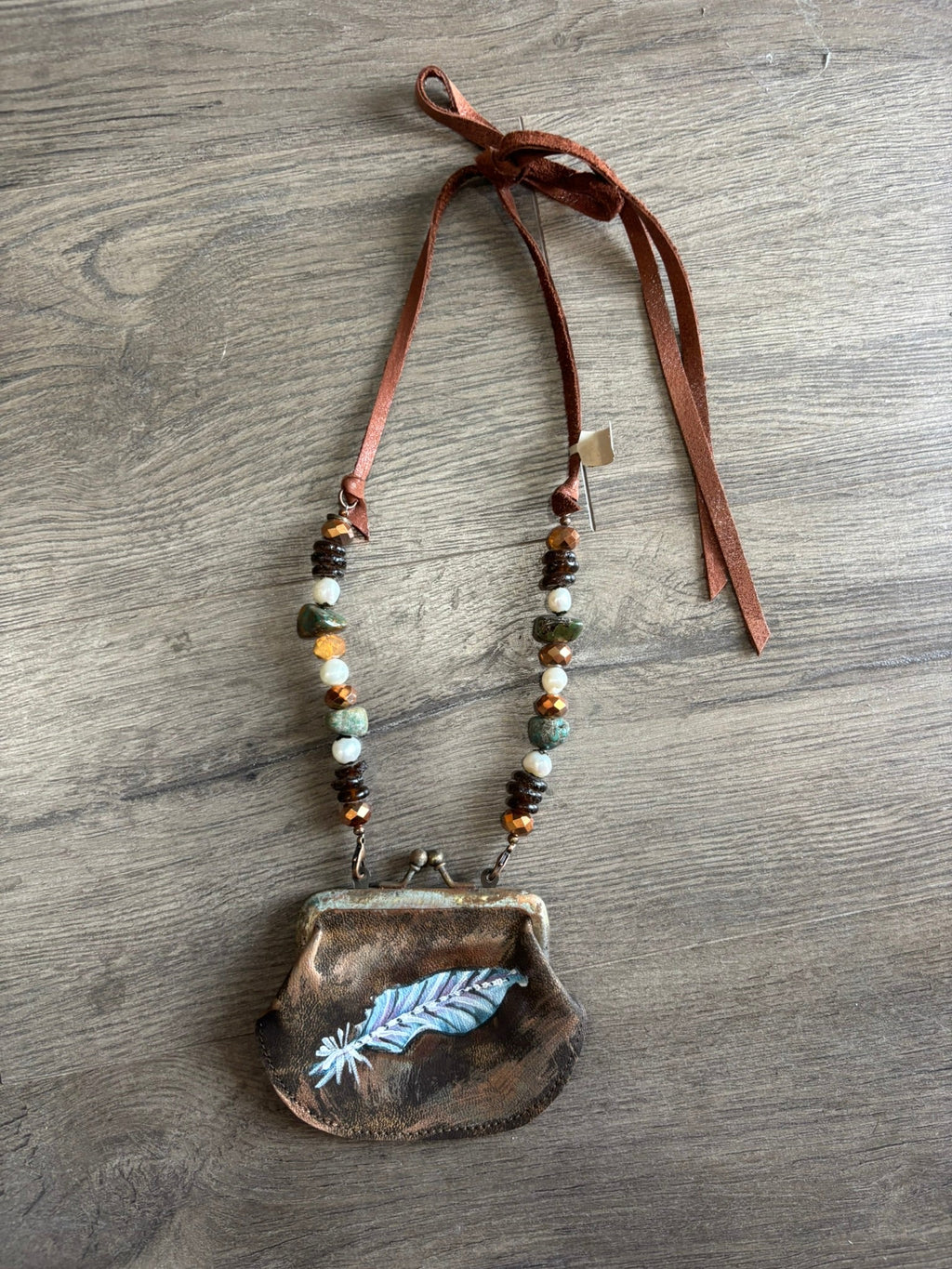 Feather Coin Purse Necklace
