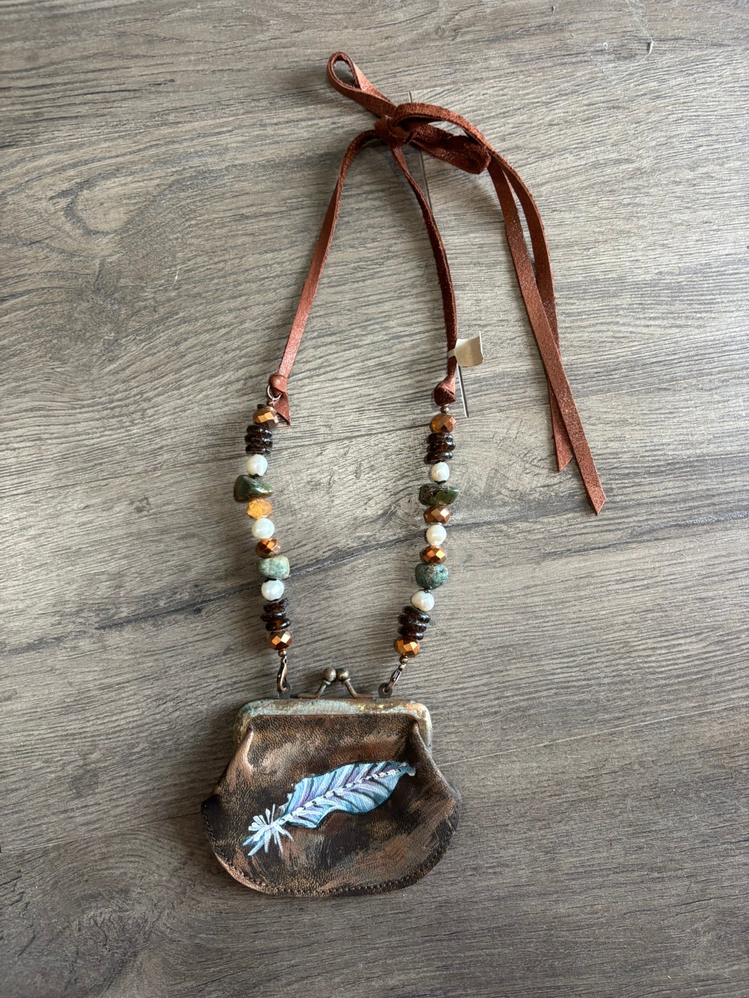 Feather Coin Purse Necklace