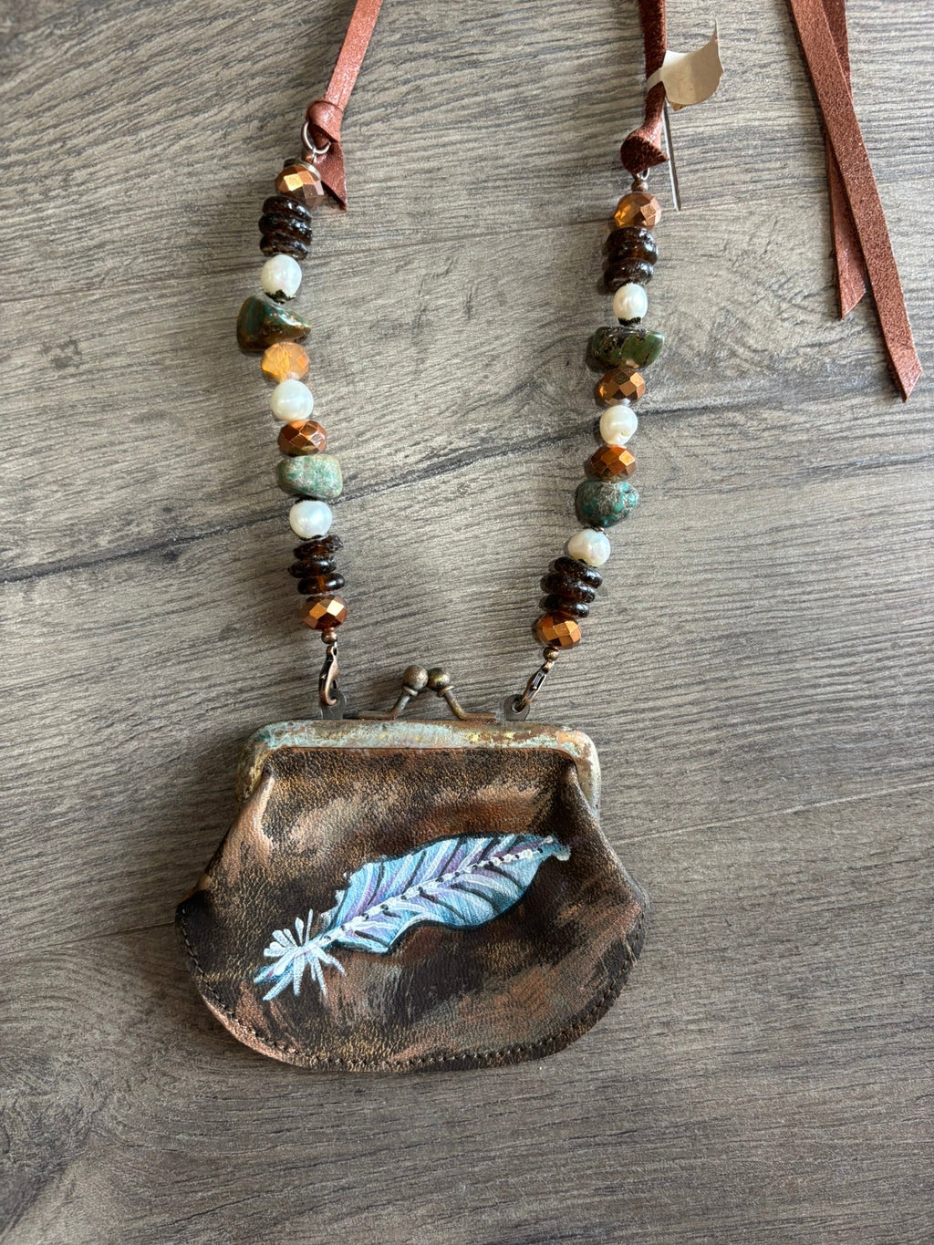 Feather Coin Purse Necklace