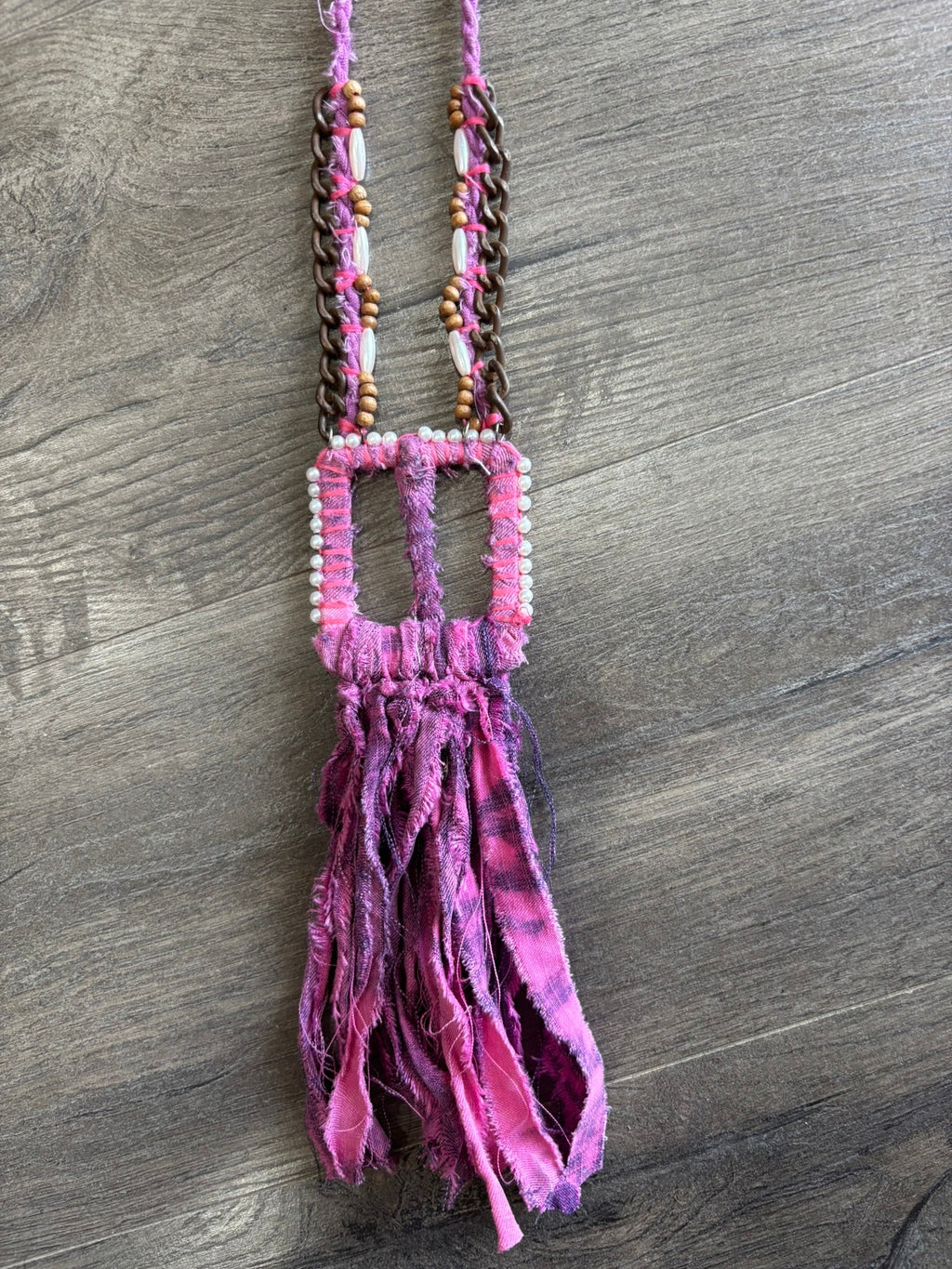 Boho Fuchsia Tassel Necklace
