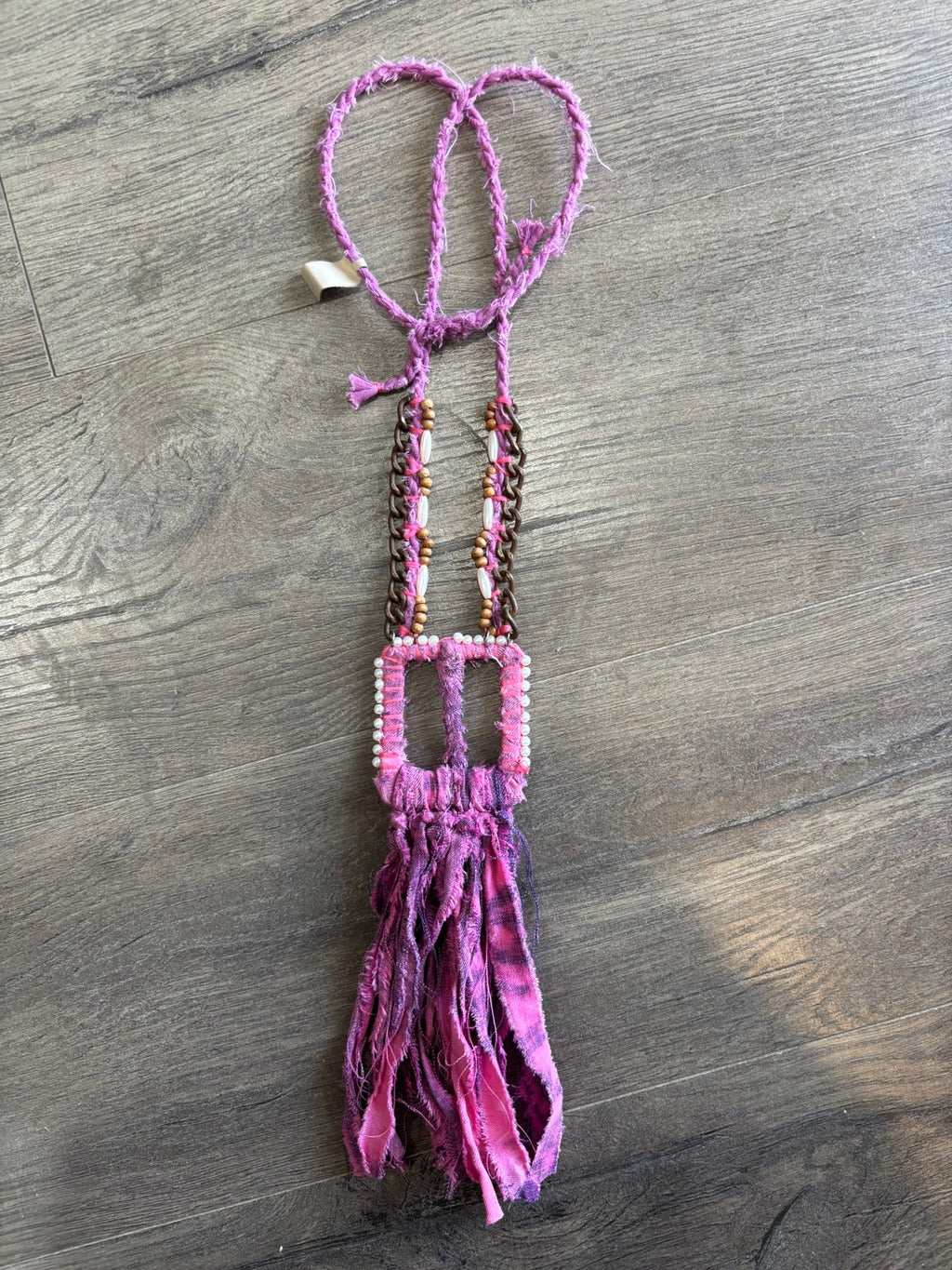 Boho Fuchsia Tassel Necklace