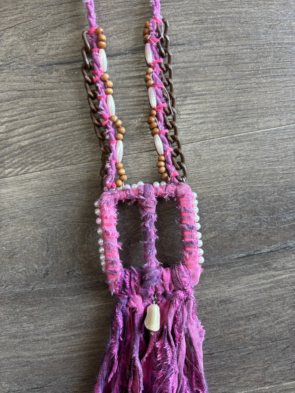 Boho Fuchsia Tassel Necklace