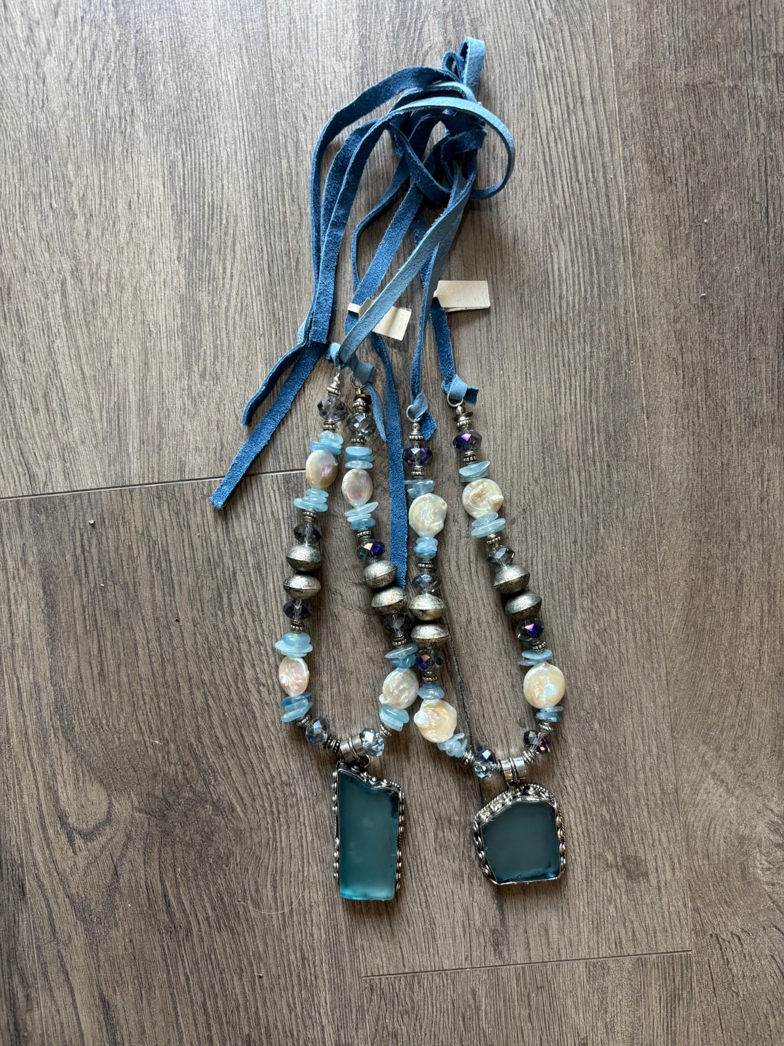 Sea Glass Denim Shimmer Necklace