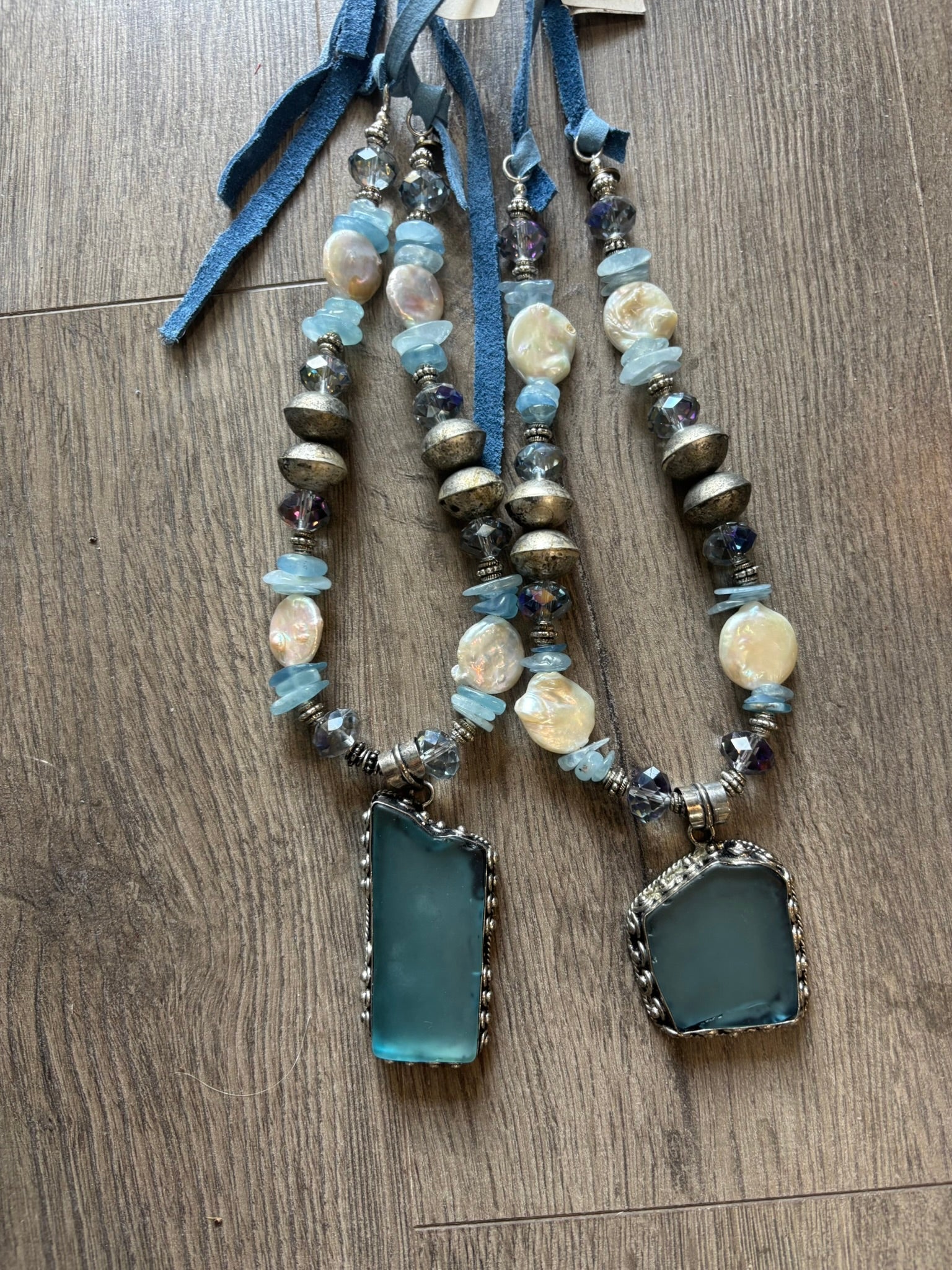 Sea Glass Denim Shimmer Necklace