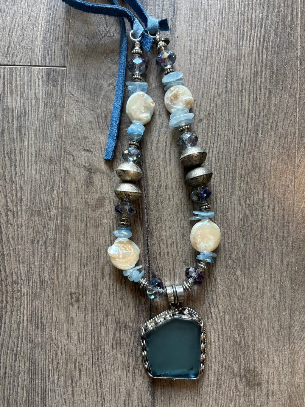Sea Glass Denim Shimmer Necklace
