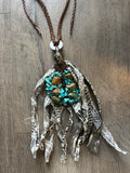 Newsprint Fringe Turquoise Necklace