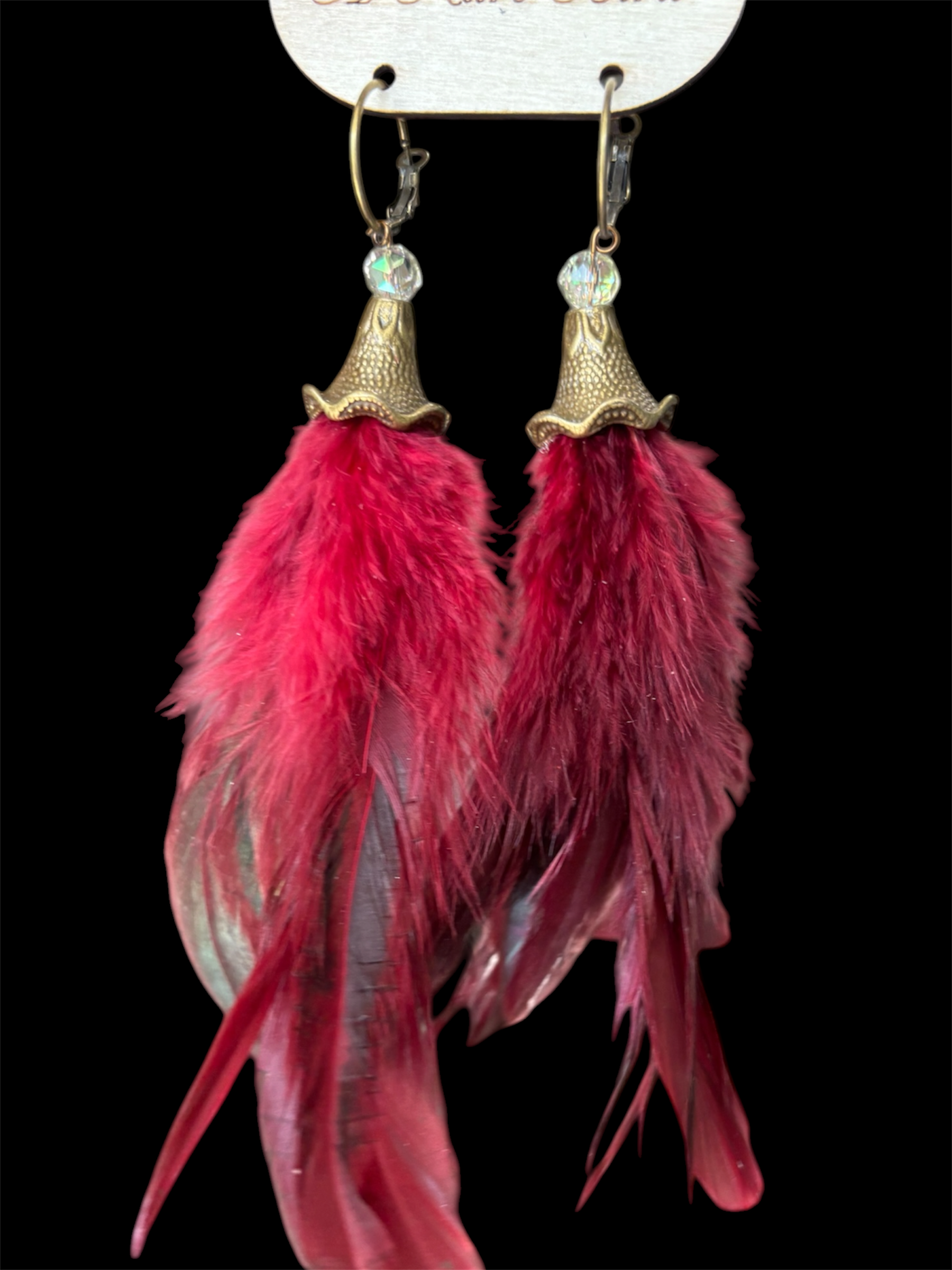 Red Bell Feather Earrings
