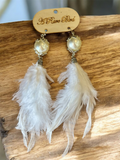 Snowy Pearl Feather Earrings