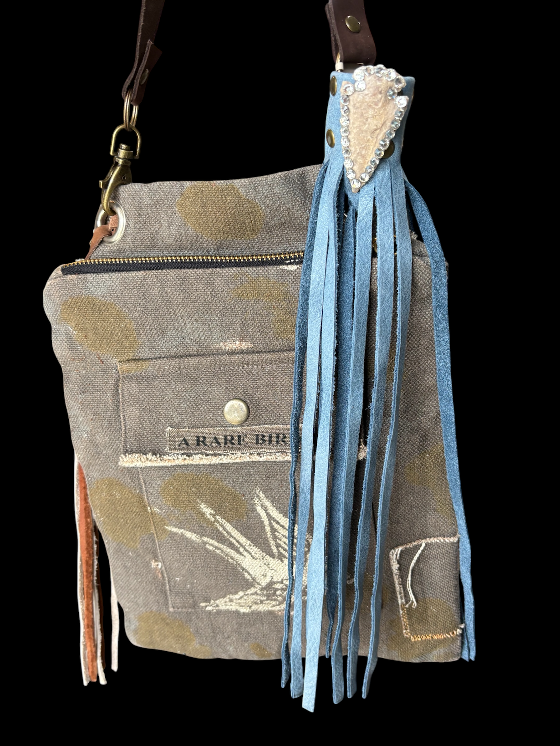 Denim Arrowhead Boot Leather Tassel