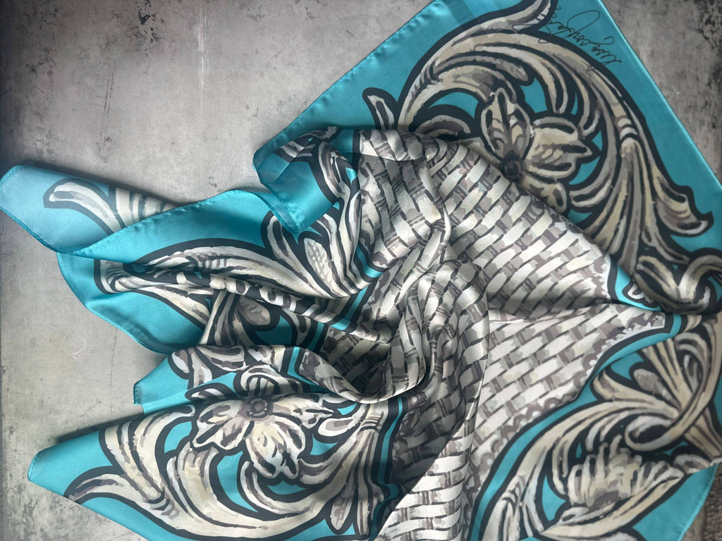 Turquoise Tooled Monochrome Wild Rag image 3