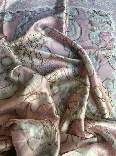 Pink Large Paisley Clouds Silk Rayon Wild Rag image 2