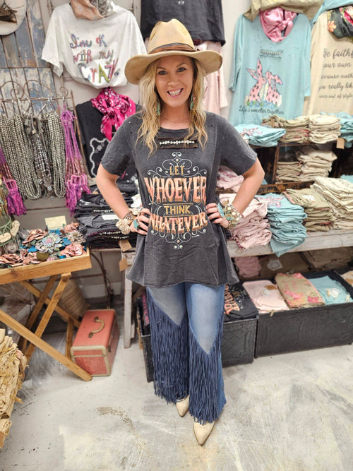 "Let Whoever Think Whatever" Tattered Tee image 0