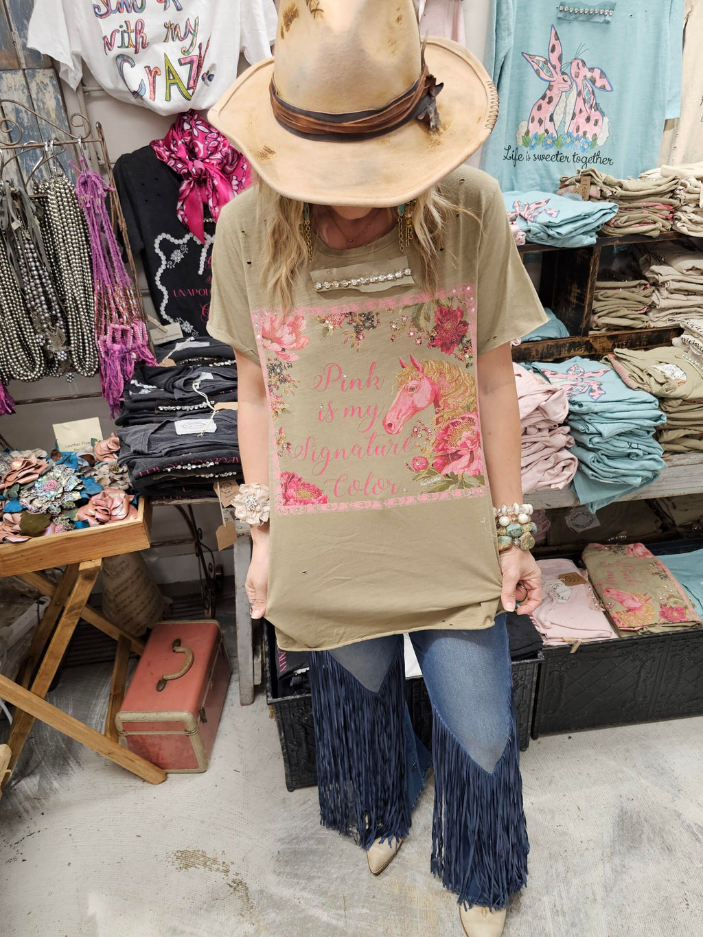 Pink Is My Signature Color Tattered Shirt image 1