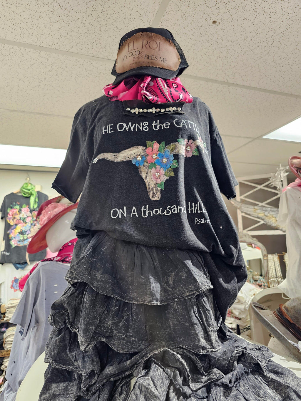 He Owns the Cattle Distressed Shirt image 1