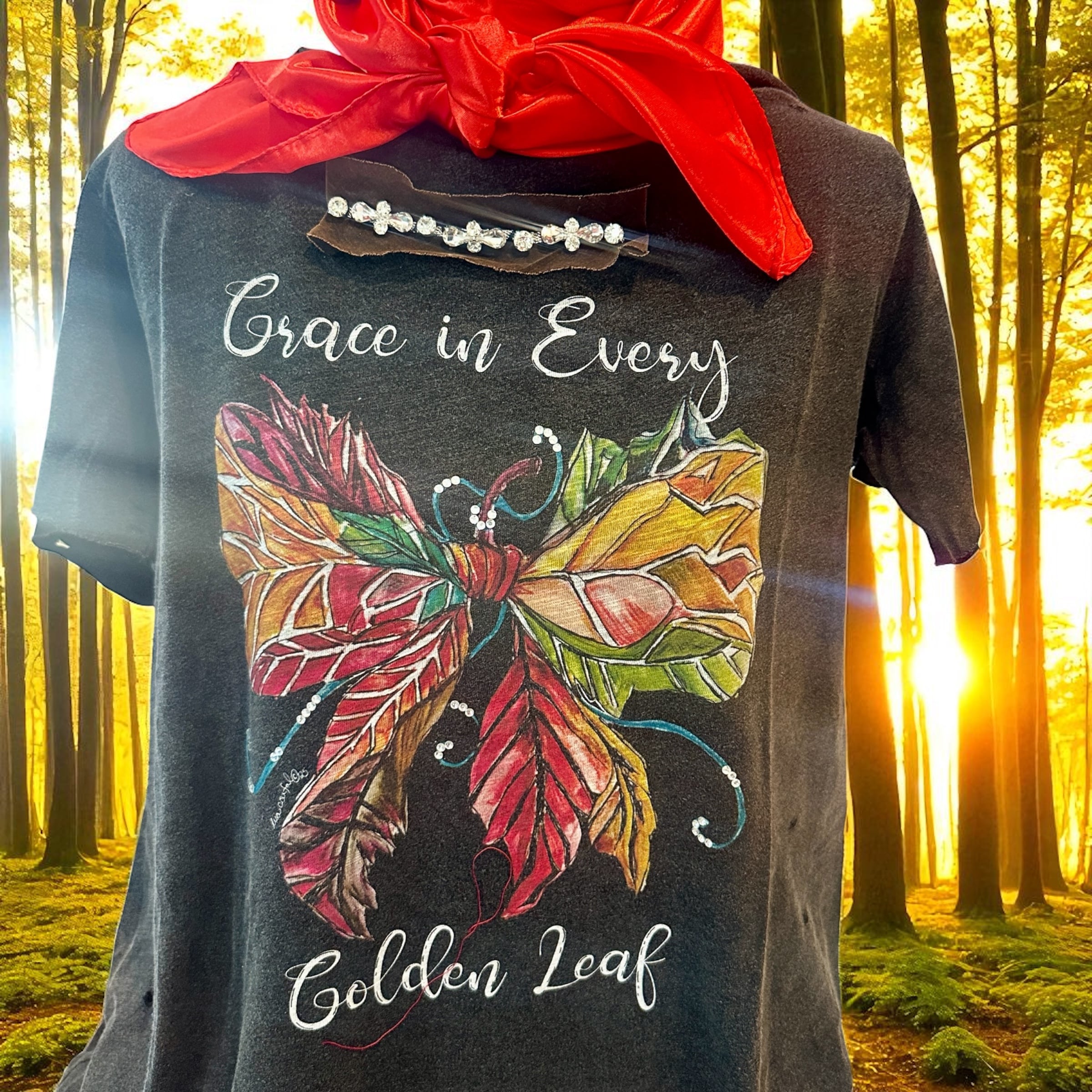 Grace in Every Golden Leaf Tattered Shirt image 3