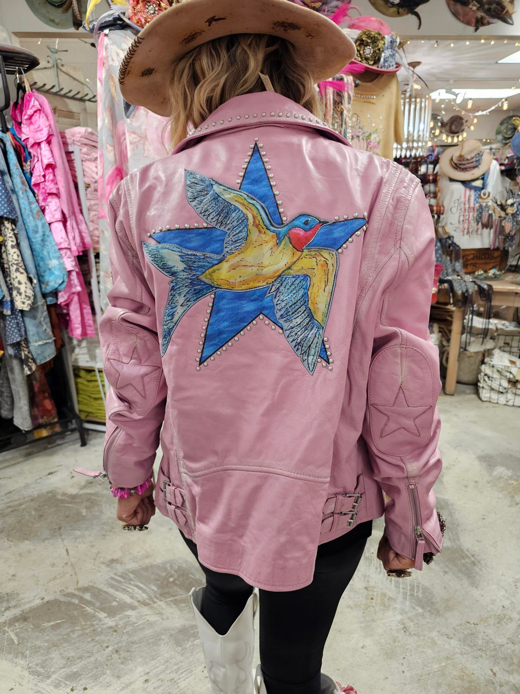 Rare Bird Art Leather Jacket image 2