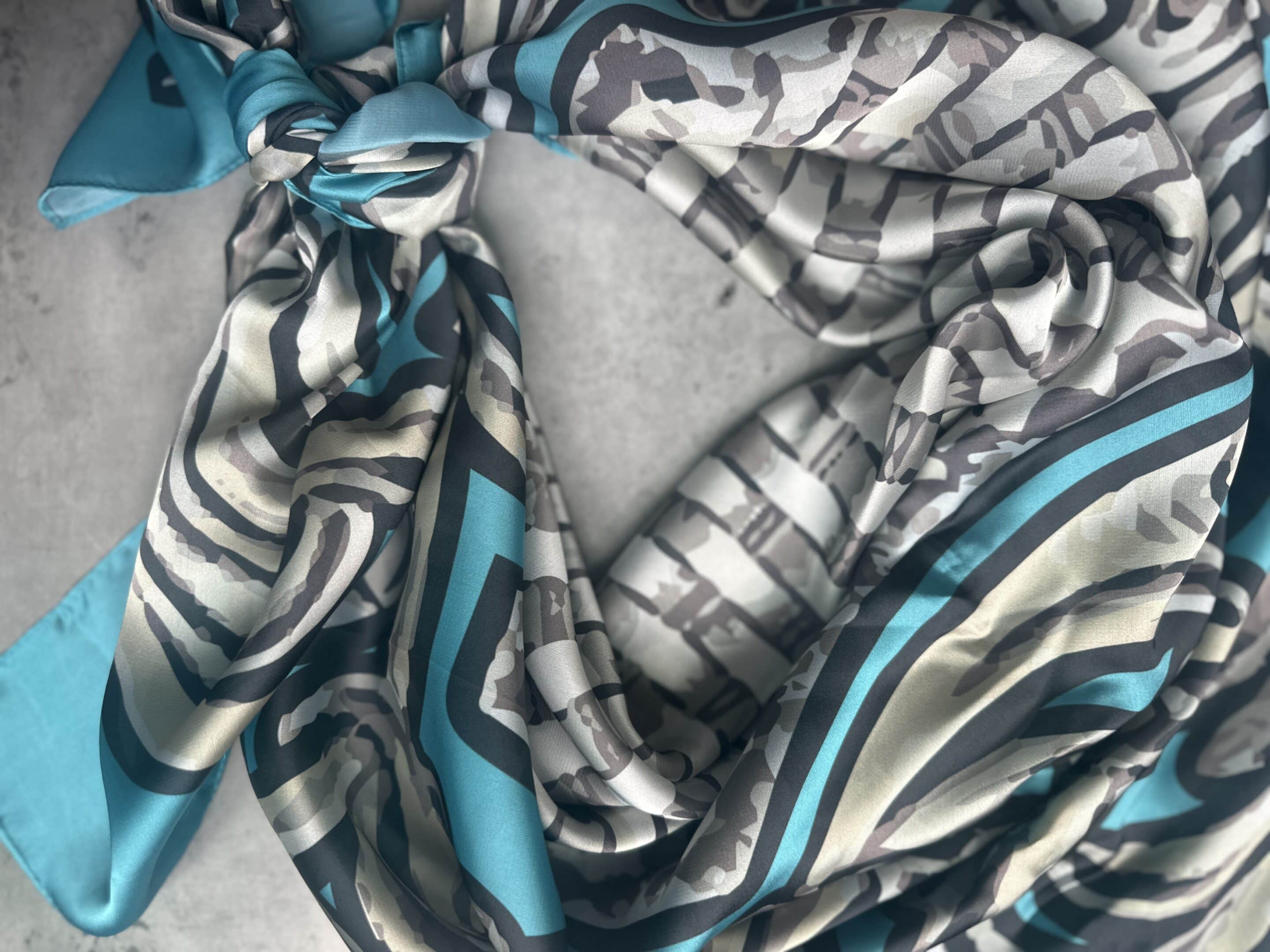 Turquoise Tooled Monochrome Wild Rag image 1