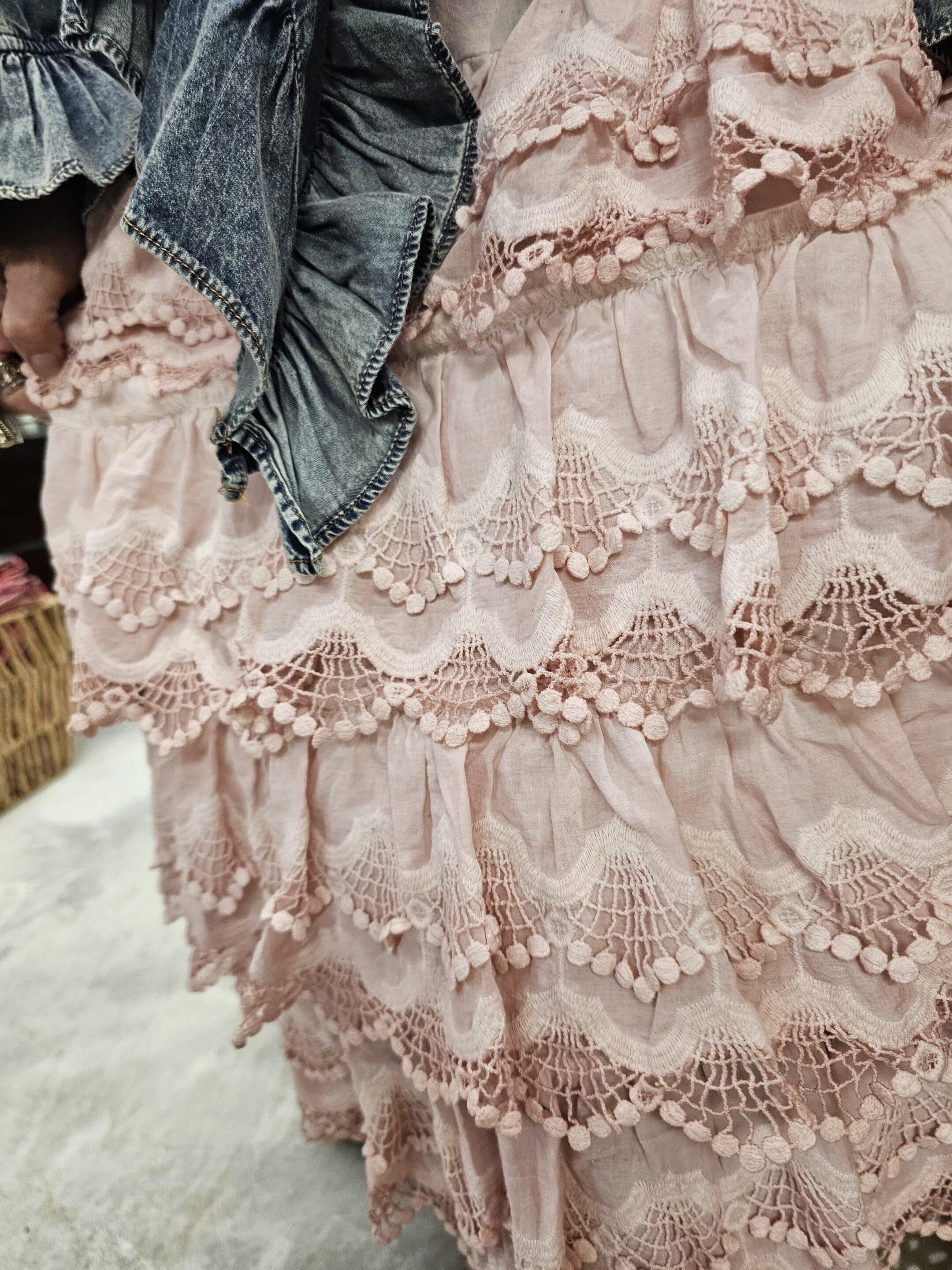 Pink Distressed Ruffle Slip Dress image 1