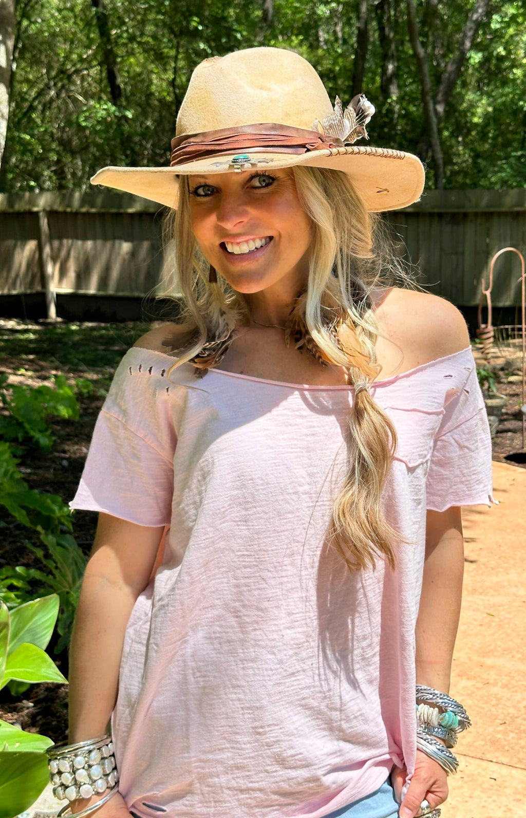 Light Pink Rip Tattered Shirt image 2