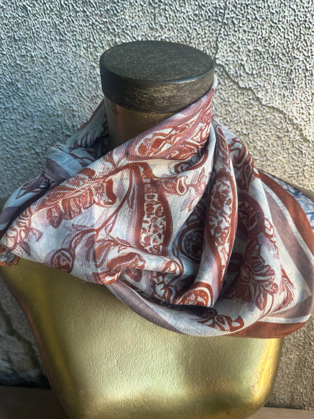 Rust Paisley/Navy Paisley Silk Velvet Wild Rag image 0