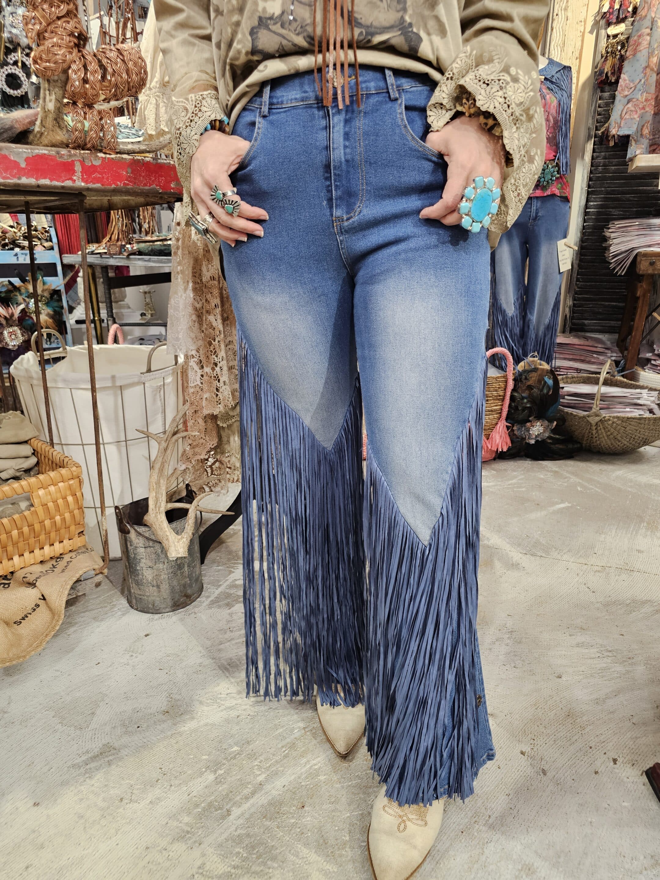 Fringe Snap Jeans image 3