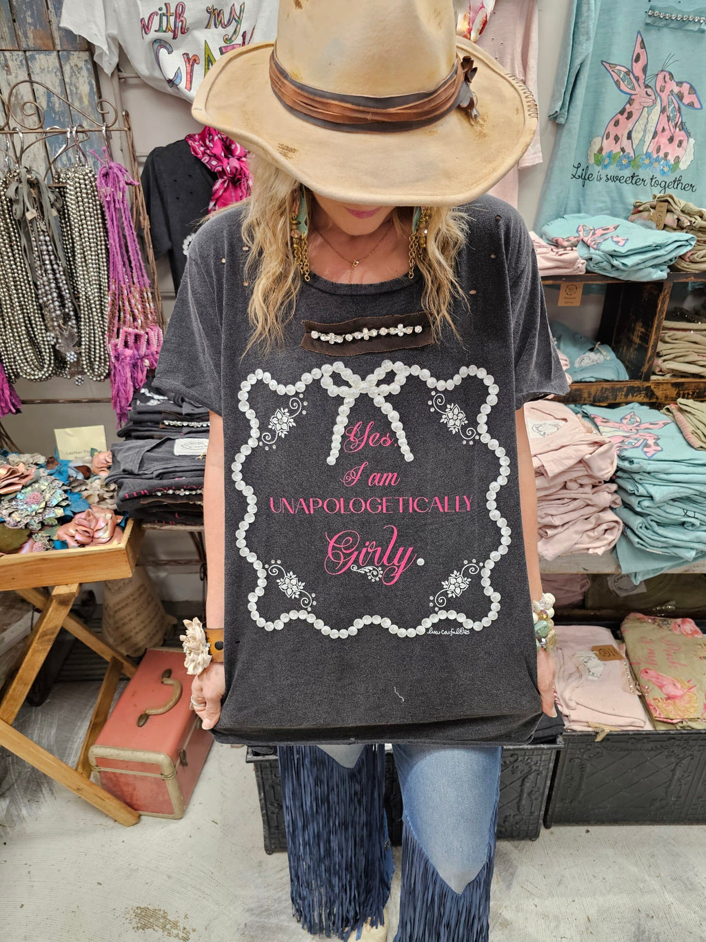 Unapologetically Girly Tattered Tee image 1