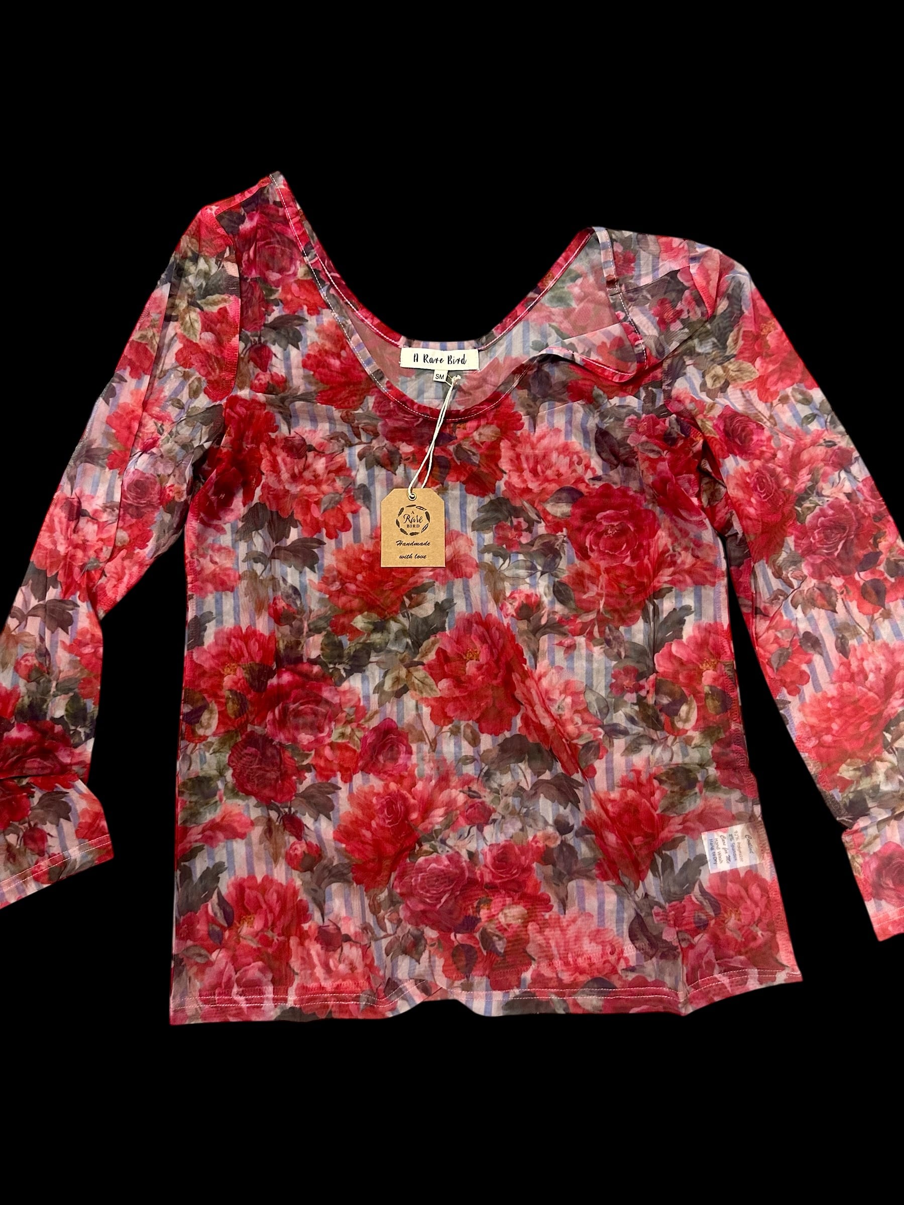 Stripes and Roses Mesh Top image 0