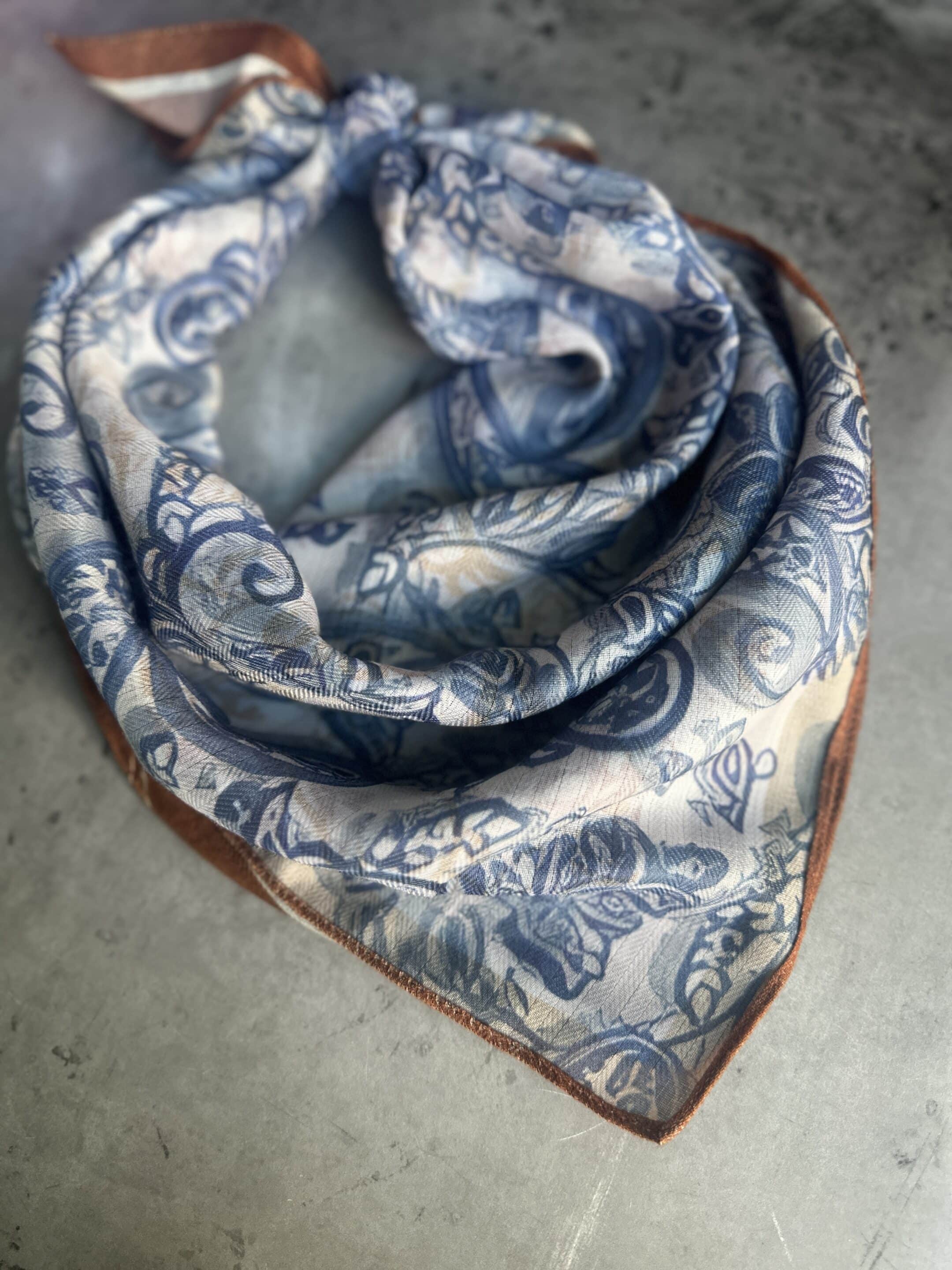 Rust Paisley/Navy Paisley Silk Velvet Wild Rag image 6
