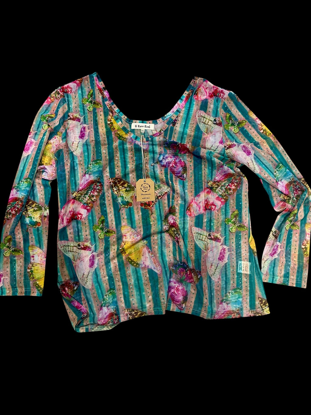 Striped Butterfly Mesh Top image 0