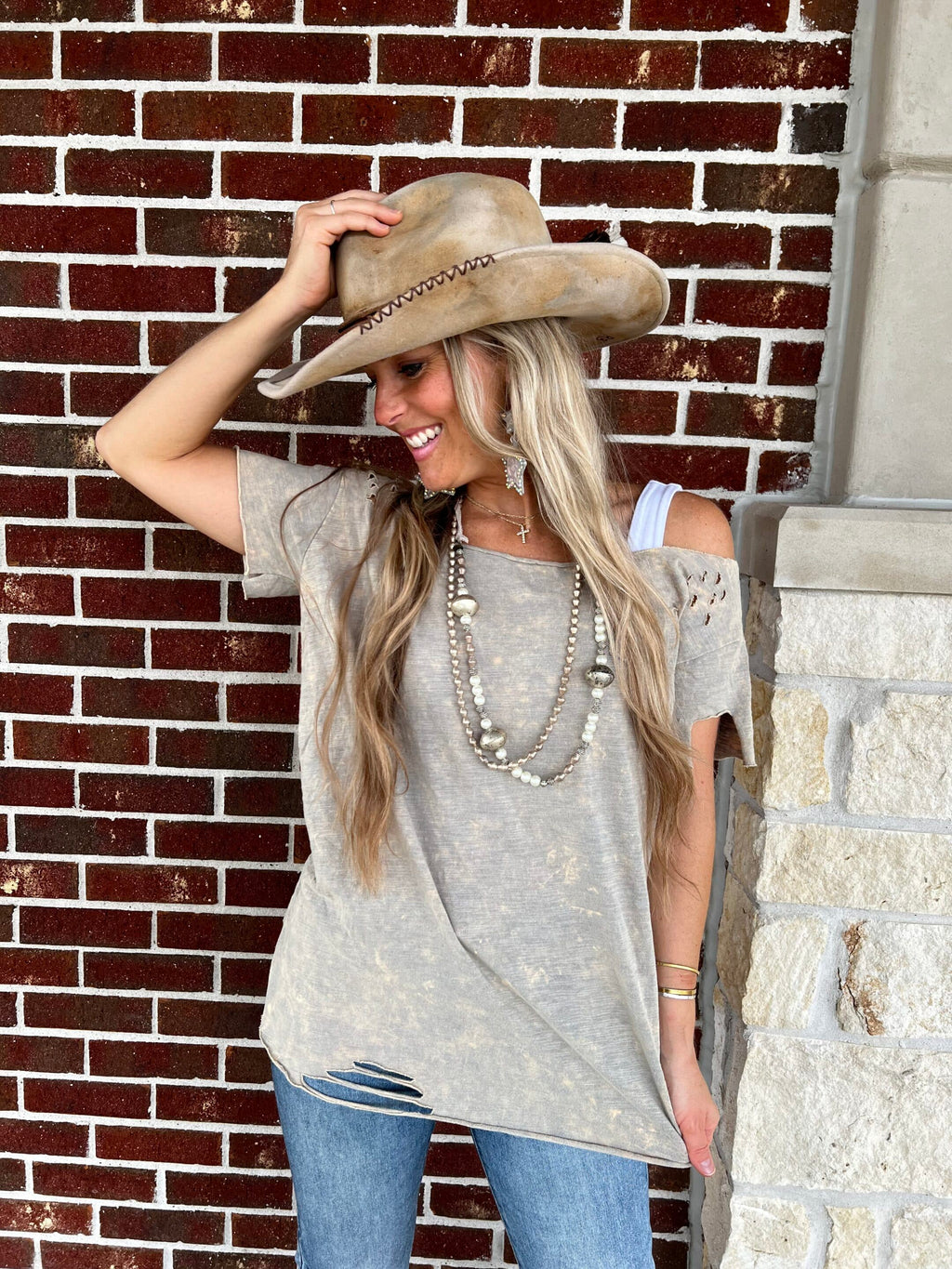 Distressed Olive Rip Tattered Shirt image 0