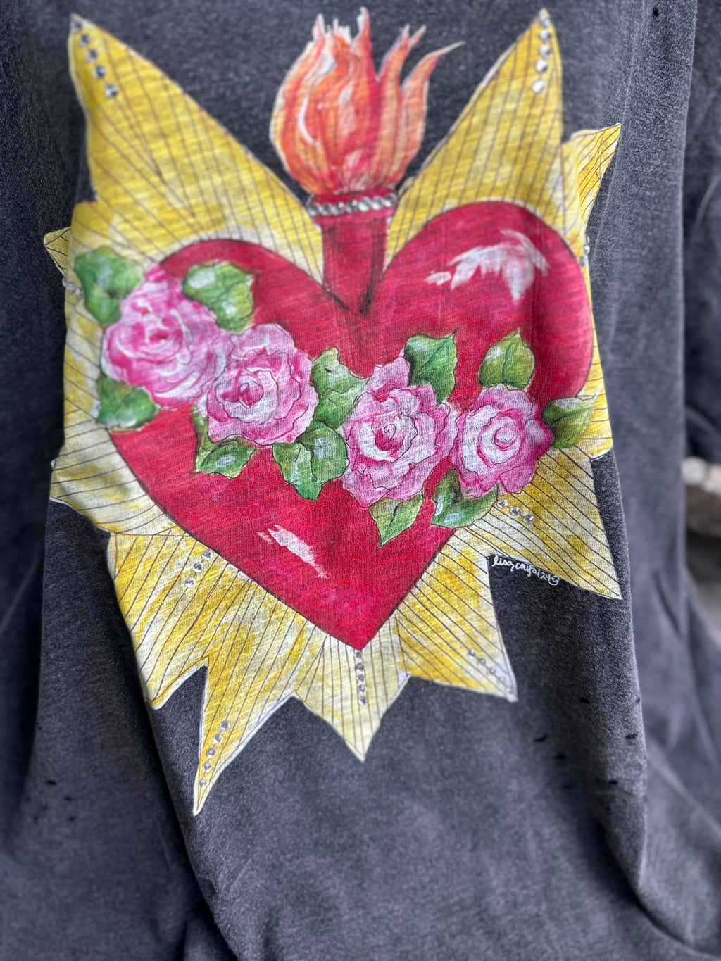 Blazing Heart 3/4 Tattered Tee image 4