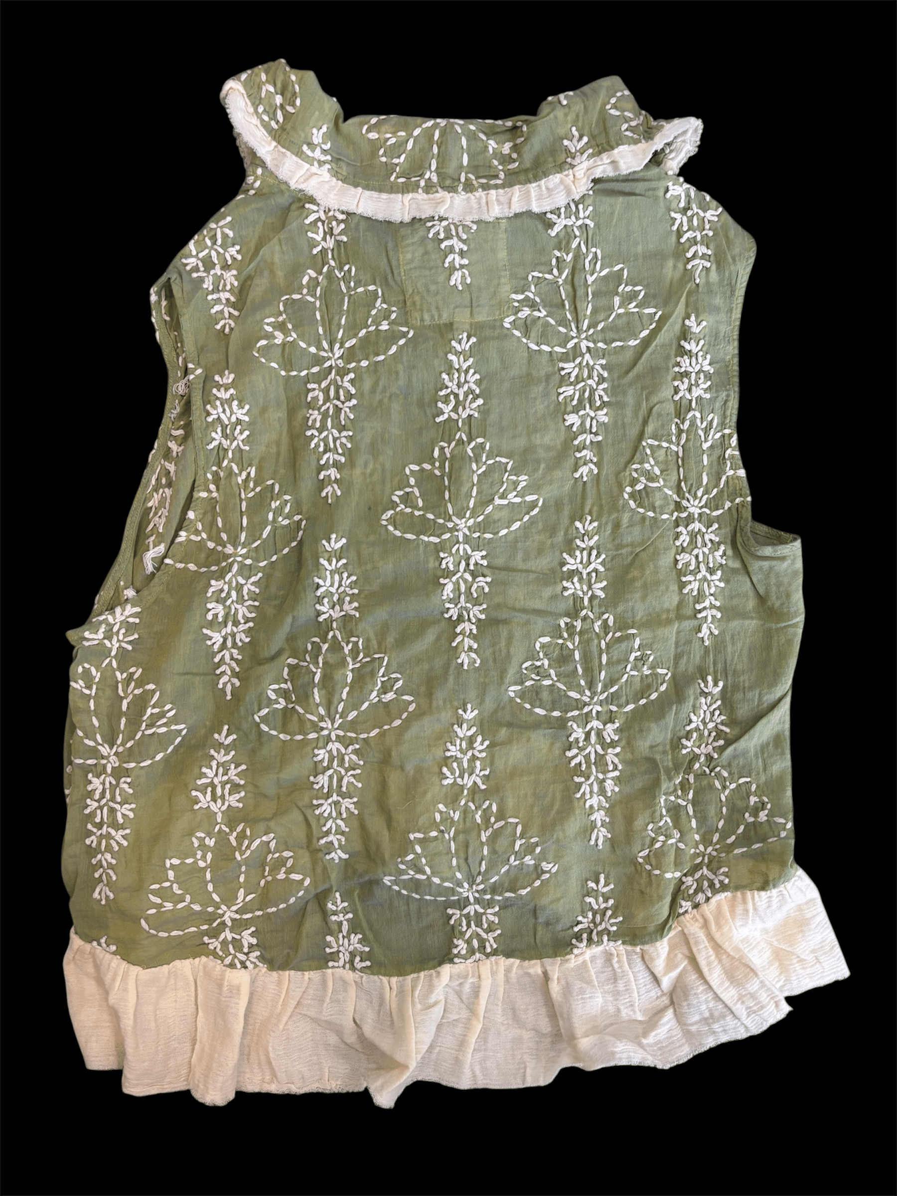 Green Embroidery Ruffle Vest image 2