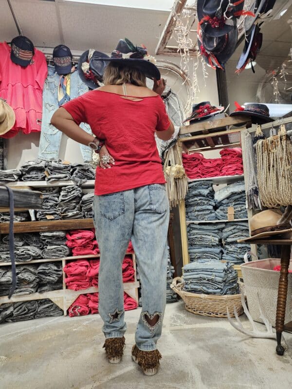 Rusted Red Rip Tattered Shirt - Image 3