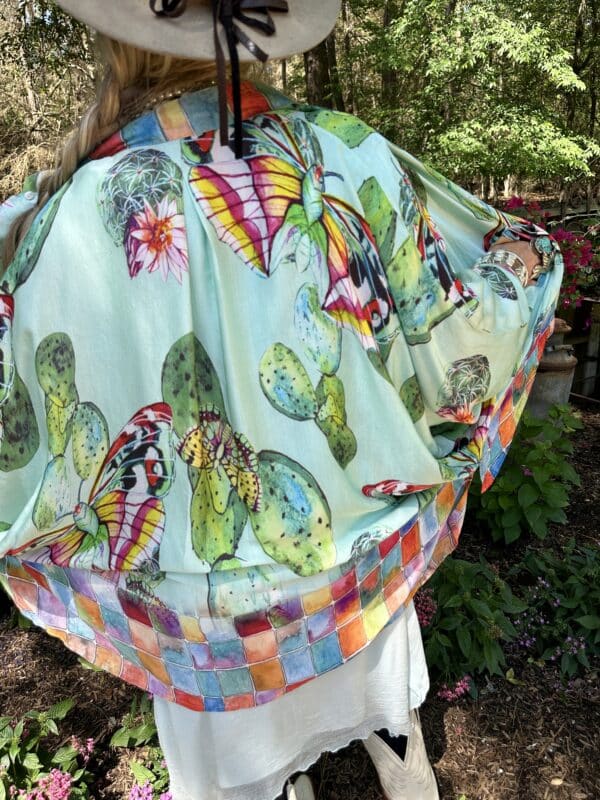 Cactus Butterfly Satin Kimono - Image 7