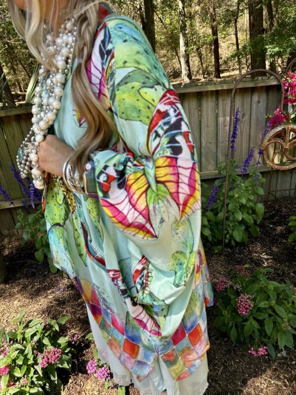 Cactus Butterfly Satin Kimono - Image 3