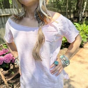 Light Pink Rip Tattered Shirt