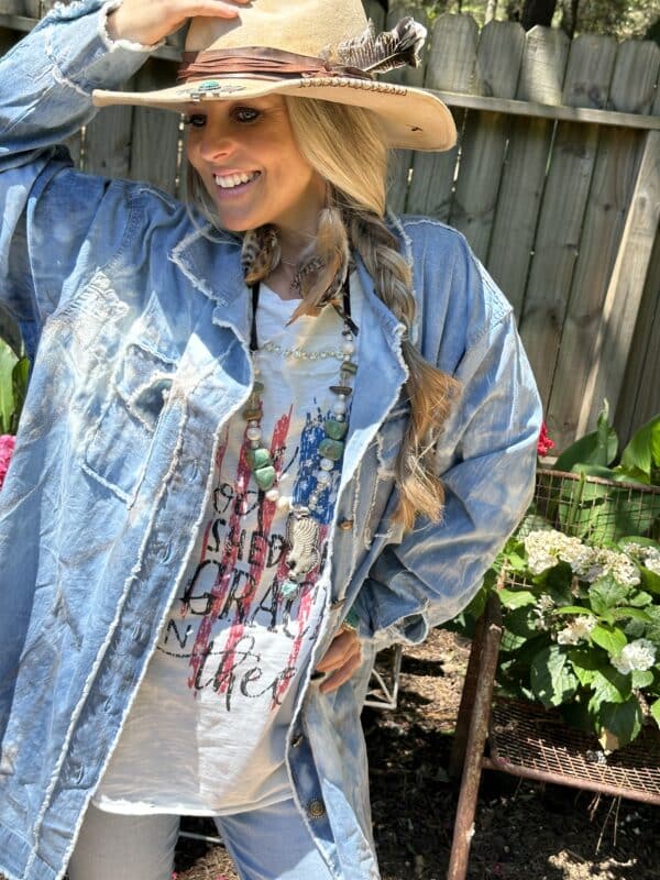 Distressed Denim Freedom Shirt - Image 5