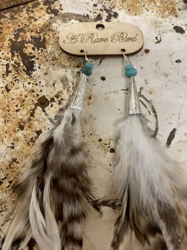 Feather Feather Dangle Earrings - Image 2
