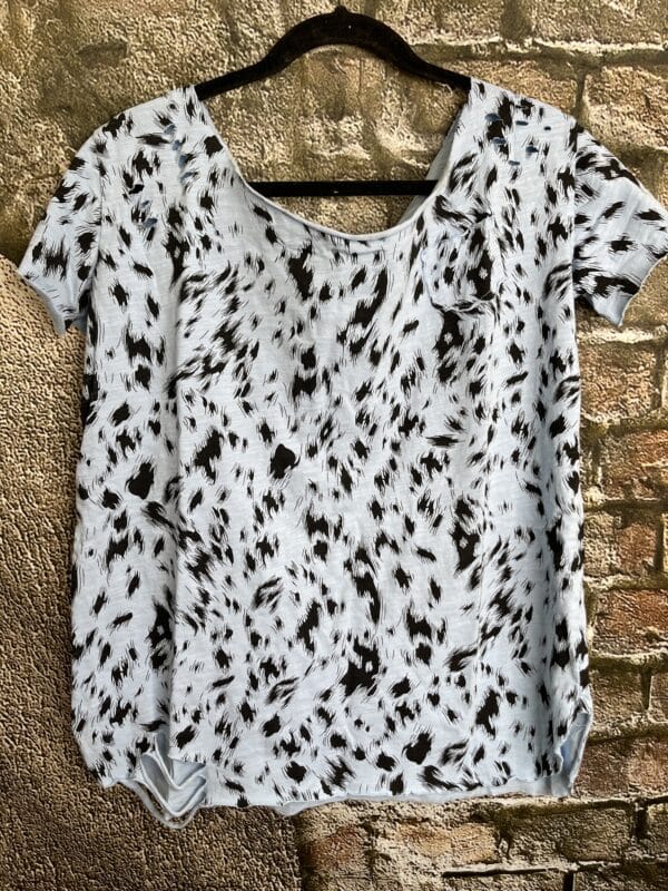 Sky Blue Animal Print Rip Shirt