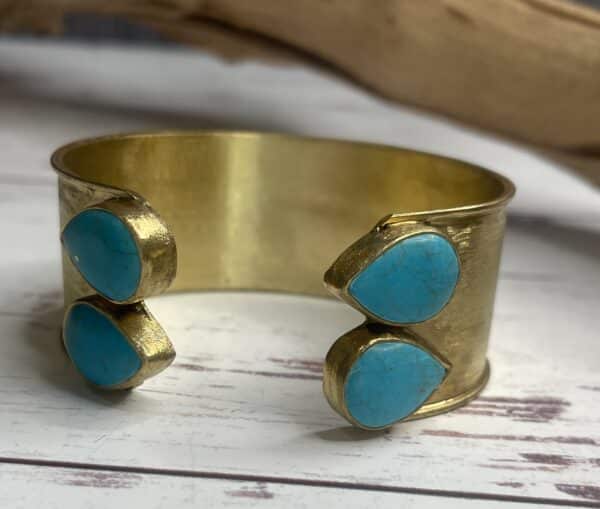 Golden Egyptian Style Turquoise Cuff - Image 2