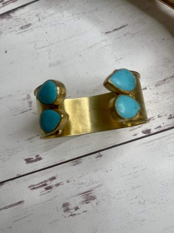 Golden Egyptian Style Turquoise Cuff - Image 3