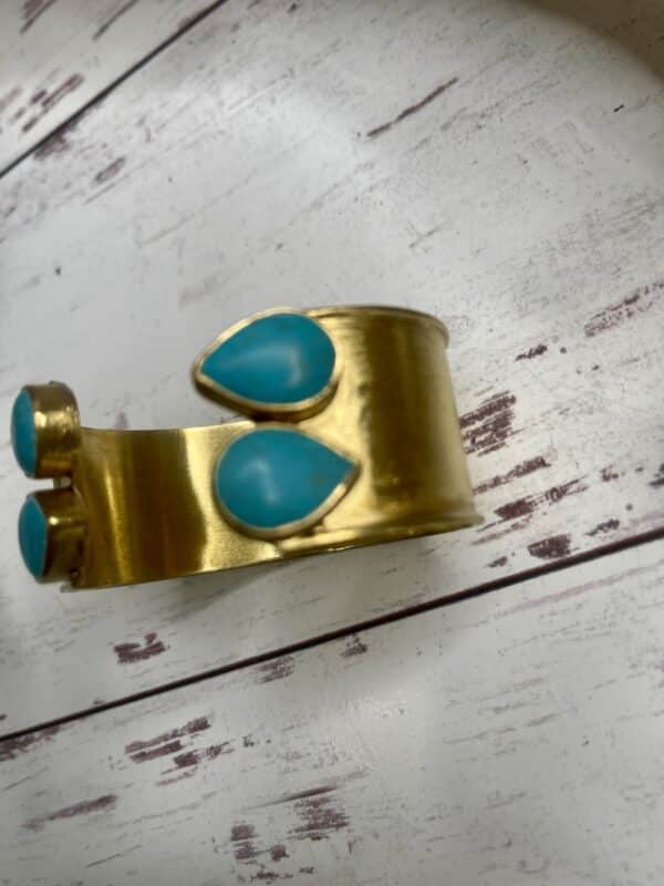 Golden Egyptian Style Turquoise Cuff - Image 4