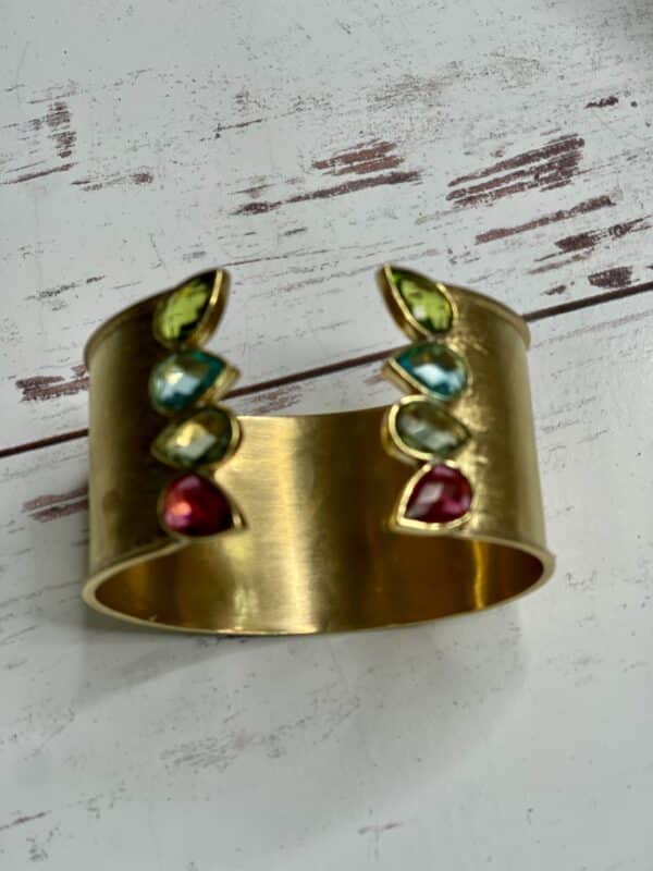 Multi Stone Egyptian Golden Cuff - Image 3