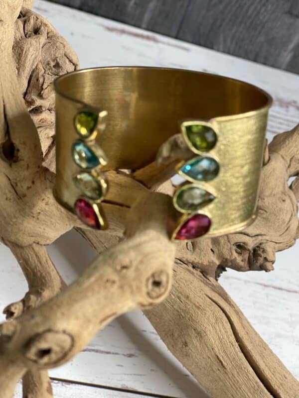 Multi Stone Egyptian Golden Cuff