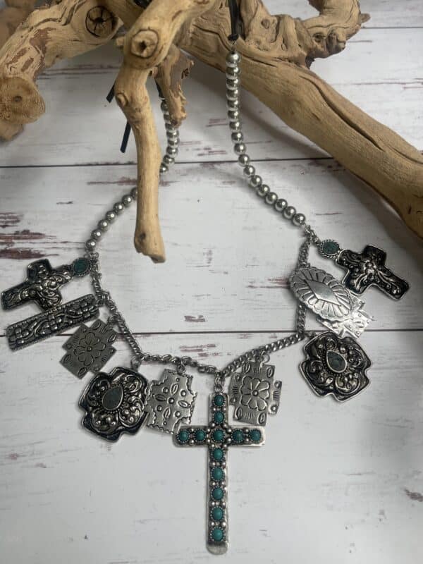 Beaded Cross Trinket Necklace