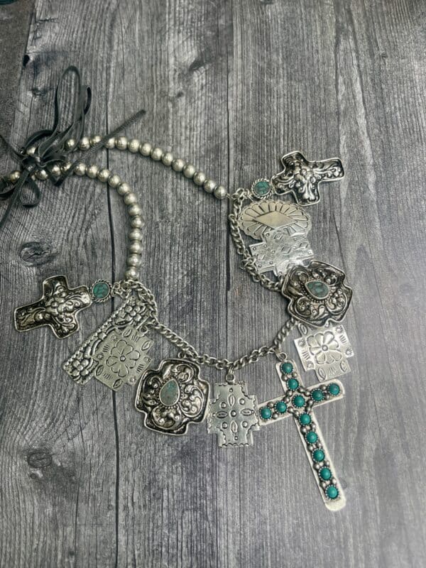 Beaded Cross Trinket Necklace - Image 2