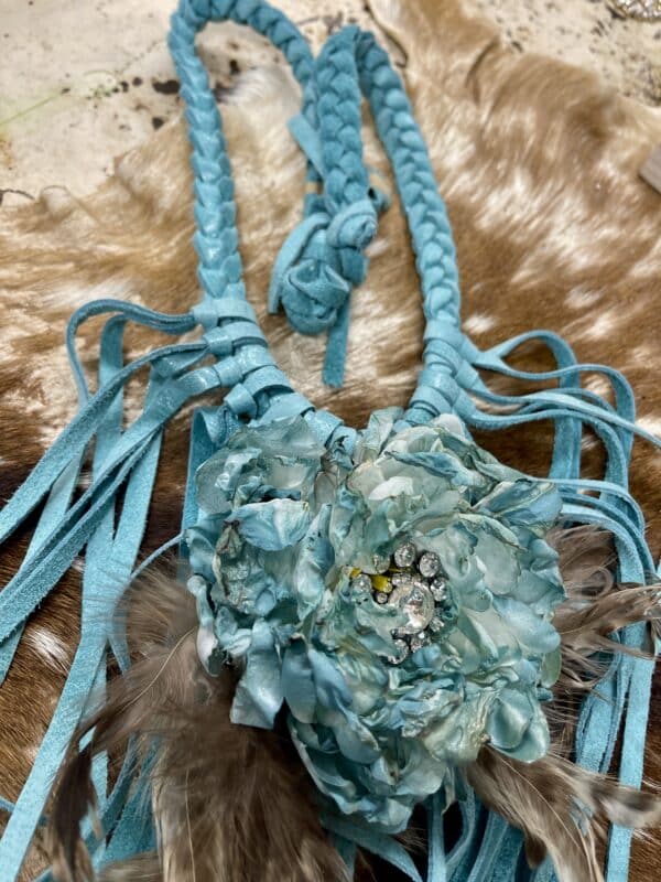 Soft Leather Fringe Flower Necklace - Image 3