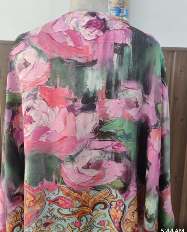 Rose/Paisley High low Satin Kimono - Image 4